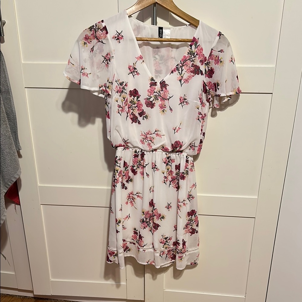 Divided Pink Flutter Sleeve V-Neck Mini Dress